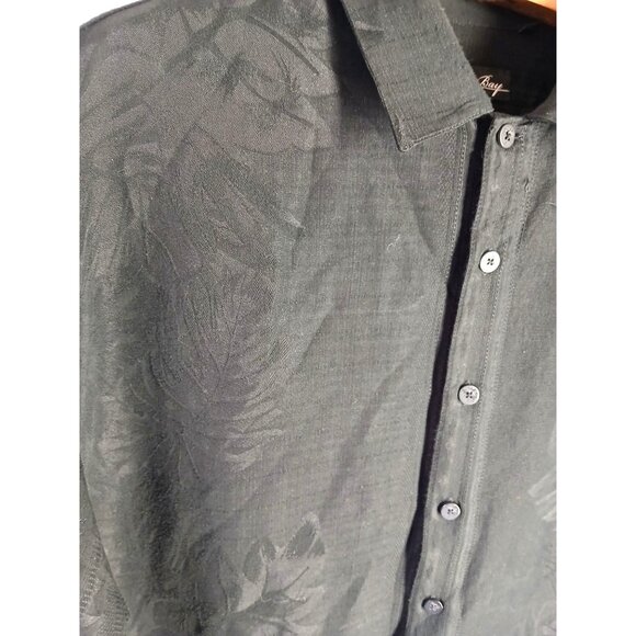 Milano Bay Black Jacquard Palm Island Hawaiian Button Up Shirt Size XXL Rayon - Picture 3 of 12